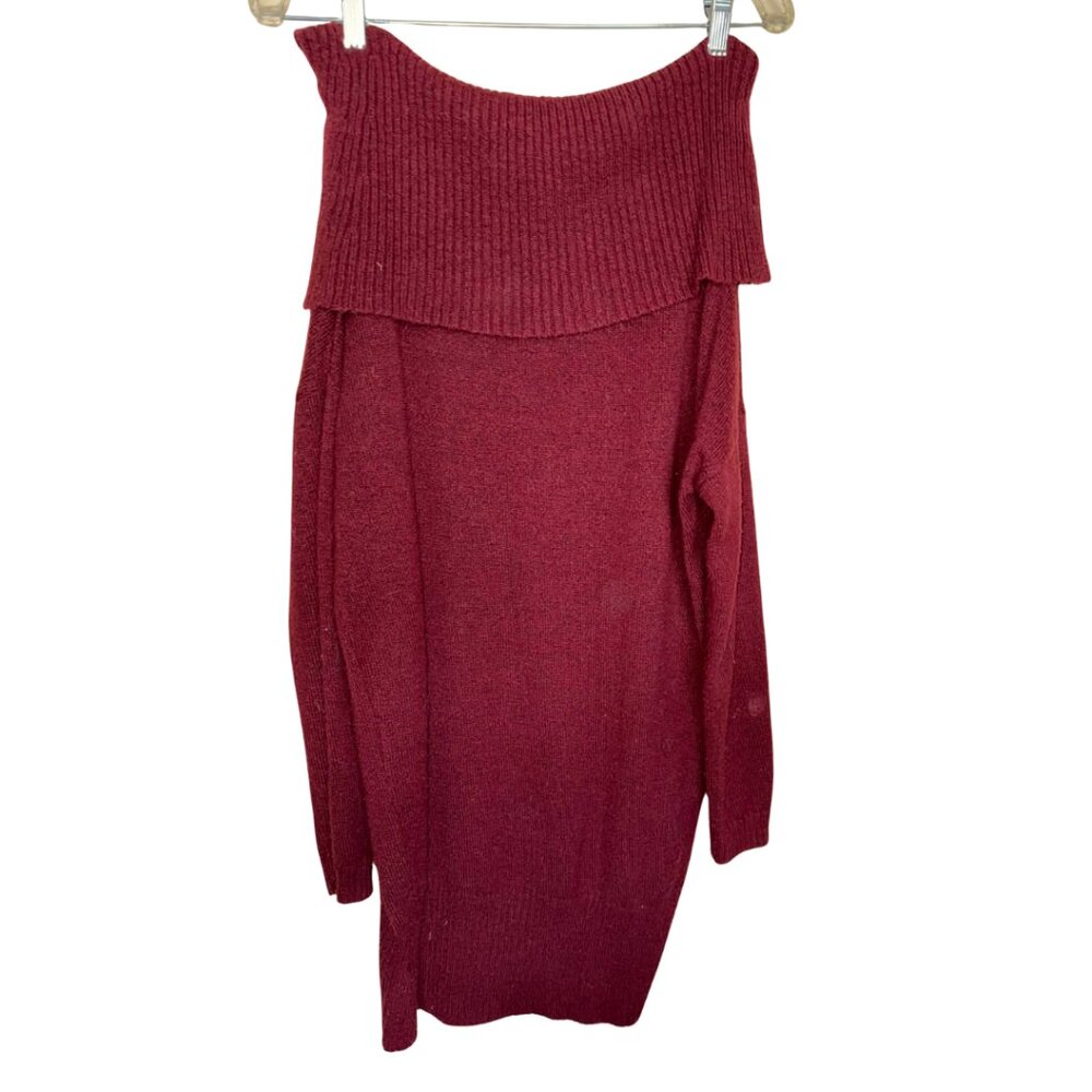 🔴 Dark Red Cowl Neck or Off-Shoulder Long Sweater